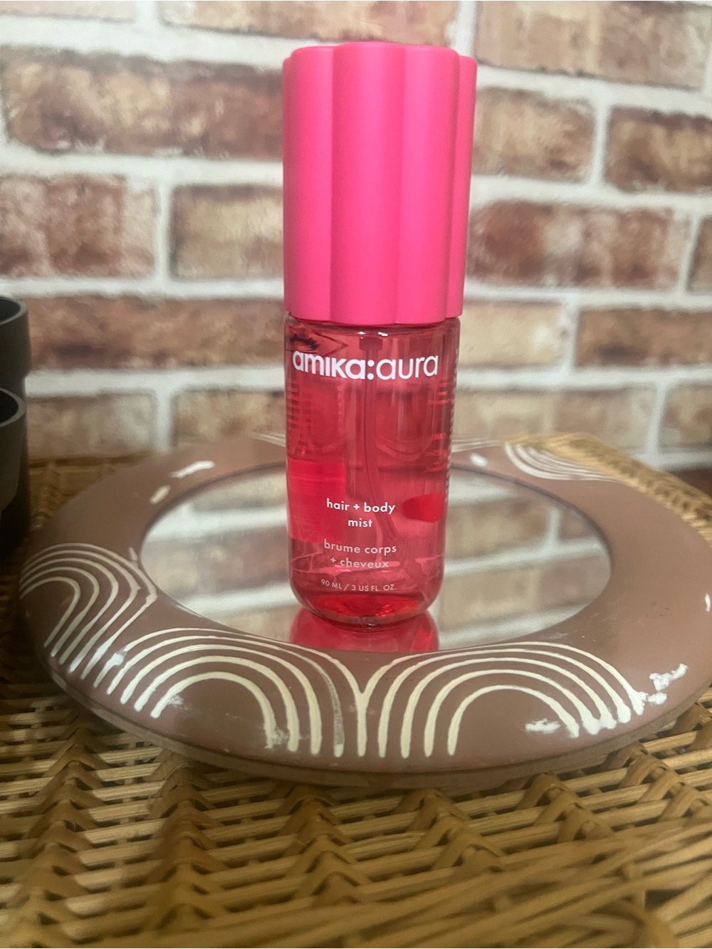 amika Pink Aura Hair + Body Mist in Bright Pink Bottle